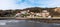 Aerial view of the quaint North Yorkshire fishing village of Runswick Bay