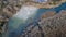 Aerial View of Quarry Pool in Bare Forest in Winter, Ireland