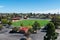 Aerial view of Queen Elizabeth Oval in Bendigo, Australia