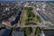 Aerial view of Queens Gardens, Kinston upon Hull City park Leisure and events space