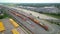 Aerial view of Rail road and container yard in Detroit industrial area