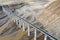 Aerial view of railroad bridge on kunlun river