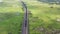 Aerial view of railway and freight train