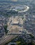 Aerial View : Railway station in a city