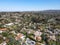 Aerial view of Rancho Santa Fe neighborhood with big mansions in San Diego, California, USA.