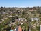 Aerial view of Rancho Santa Fe neighborhood with big mansions in San Diego, California, USA.