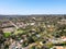 Aerial view of Rancho Santa Fe neighborhood with big mansions in San Diego, California, USA.