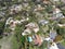 Aerial view of Rancho Santa Fe neighborhood with big mansions in San Diego, California, USA.