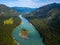 Aerial view of the rapid river of Katun