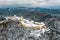 Aerial view of Rasnov Fortress near Brasov in Romania after a snowfall