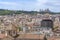 An aerial view of Raval district and Montjuic mountains, Barcelona