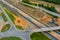 Aerial view of reconstruction bridge add new line in highway bridge over 85 interchange freeway