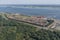 Aerial view recreation park and harbor in Dutch province Flevoland