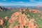 Aerial view of red rock canyons in Sedona, Arizona