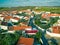Aerial View Red Tiles Roofs Typical Village