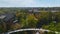 Aerial view of Reedy River Waterfalls in downtown of Greenville city in South Carolina. Falls Park riverwalk at Liberty