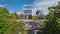 Aerial view of Reedy River Waterfalls in downtown of Greenville city in South Carolina. Falls Park riverwalk at Liberty