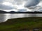 Aerial view of a reflective lake