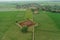 Aerial view of remnant old temple of Batujaya at West Java Indonesia