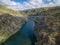 Aerial view of Requejo iron Bridge, Castile and Leon, Spain