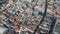 Aerial view of residential area roofs and narrow streets in Almeria, Spain