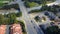 Aerial view of residential houses and road interchange