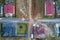 Aerial view of residential houses in suburban rural area