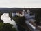 Aerial view of Rheinau Abbey benedictine cloister monastery Rhine river islet island Zurich Switzerland Germany Europe