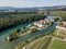 Aerial view of the Rheinau Abbey Islet, Switzerland