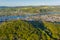 Aerial view of the Rhine Valley and the Cities Remagen and Erpel Germany