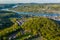 Aerial view of the Rhine Valley and the Cities Remagen  Erpel and Unkel Germany