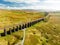 Aerial view of Ribblehead viaduct, located in North Yorkshire, the longest and the third tallest structure on the Settle-Carlisle