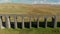 Aerial view of Ribblehead viaduct, located in North Yorkshire, United Kingdom