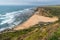 Aerial view of Ribeira d`Ilhas beach, Ericeira World Surf Reserve - Mafra, Portugal