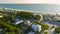 Aerial view of rich neighborhood with expensive vacation homes in Boca Grande, small town on Gasparilla Island in
