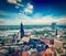 Aerial view of Riga center from St. Peter\'s Church, Riga, Latvia