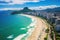 Aerial View of Rio Beach, Beautiful Coastline and Vibrant Cityscape With Clear Blue Waters, Rio de Janeiro, Brazil, Aerial View of