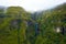 Aerial view of the Risco waterfall in the Madeira Islands, Portugal