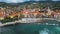 Aerial view of Riva Ligure on the Italian Riviera in the province of Imperia, Liguria, Italy