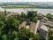 Aerial view of Rivalta castle on the Trebbia river, Piacenza province, Emilia-Romagna, Italy