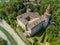 Aerial view of Rivalta castle on the Trebbia river, Piacenza province, Emilia-Romagna, Italy