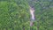 Aerial View River Cascade Waterfalls among Green Hills