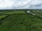 Aerial view of the River Mersey in Warrington, Cheshire, United Kingdom