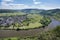 Aerial view river Moselle near Punderich, Germany