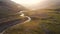 Aerial view of the river in the mountain valley