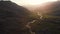 Aerial view of the river in the mountain valley