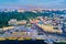 Aerial view of River Port, Podil and Postal Square in Kiev, Ukraine
