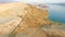 Aerial view of road through barren landscape of Pag island in Croatia