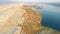 Aerial view of road through barren landscape of Pag island in Croatia