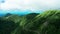 Aerial view of road In beautiful green forest and cloud shadow